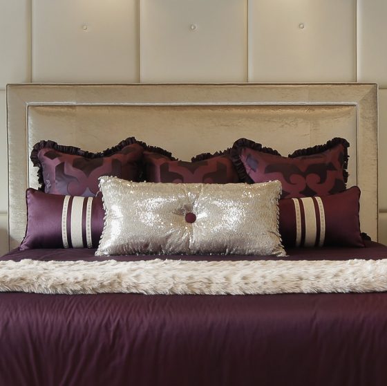 What should the well-dressed bed wear? Layers of gorgeous custom pillows. Photo by www.lmphotography.com