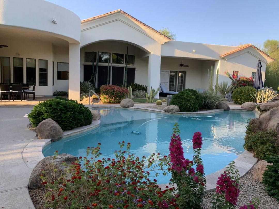 exterior, Arizona home, swimming pool, landscaping